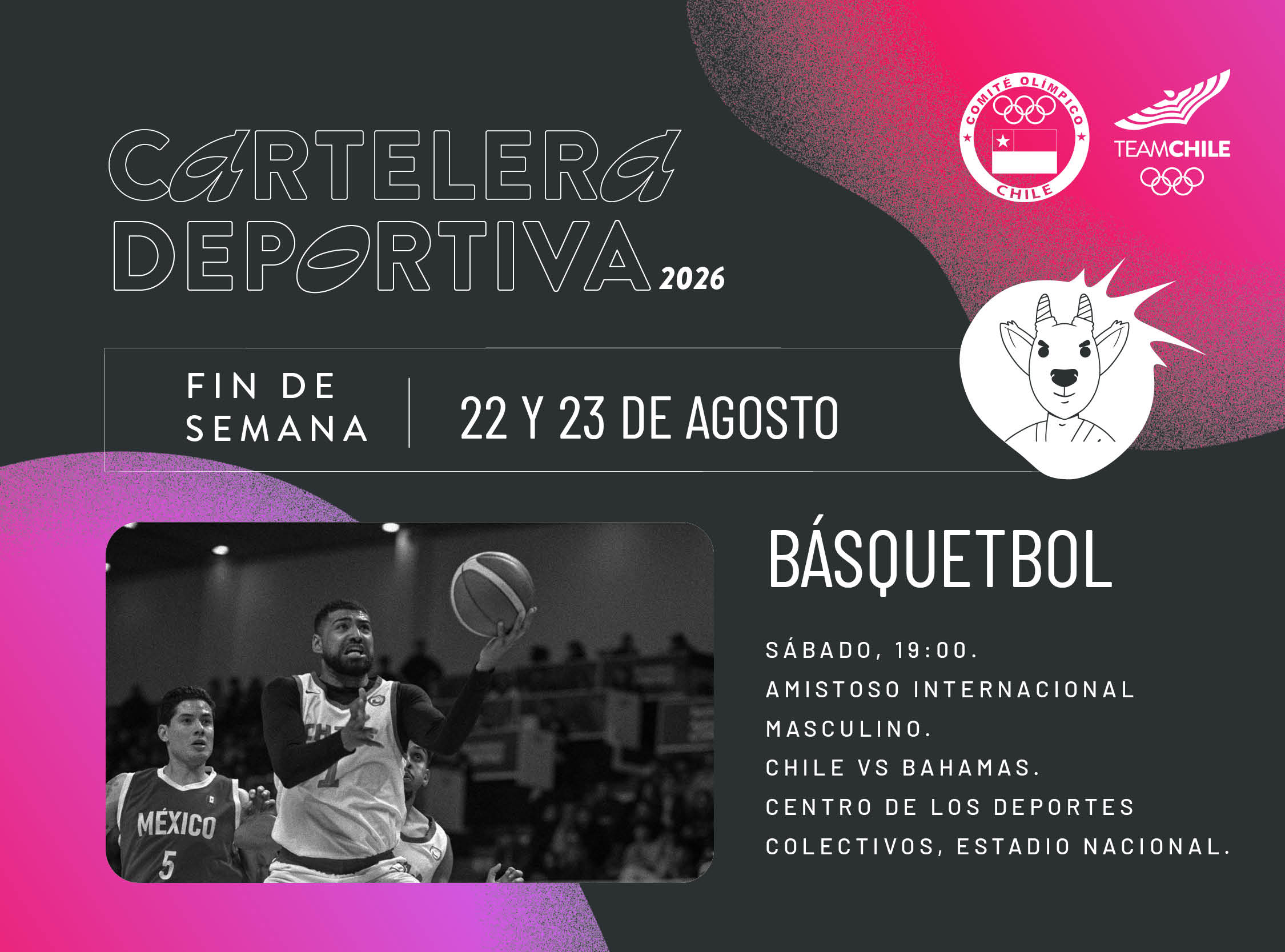Cartelera deportiva del 22 al 23 de agosto