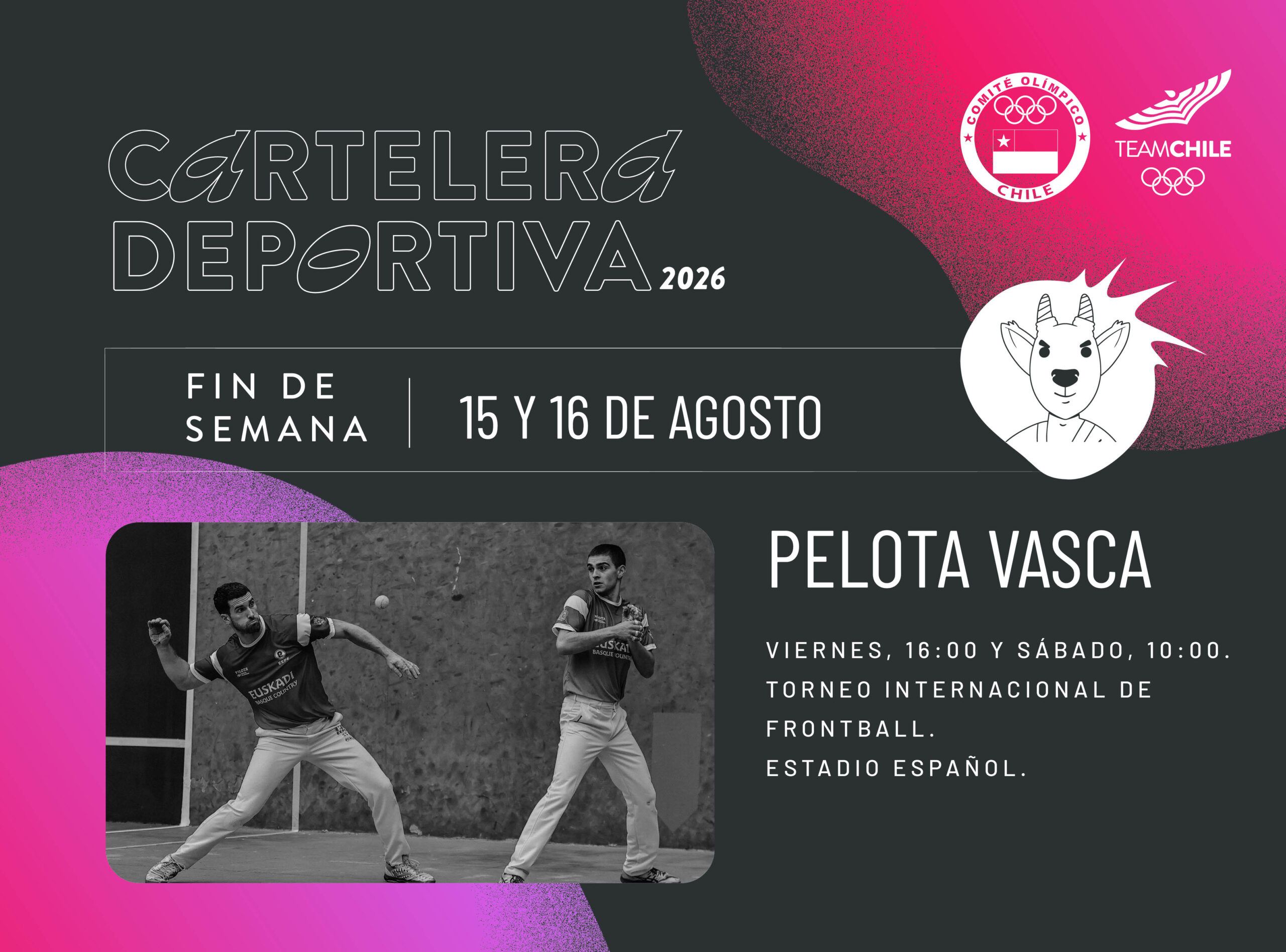 Cartelera deportiva del 15 al 16 de agosto